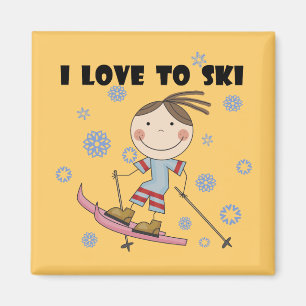 Love to Ski - Girl Tshirts and Gifts Magnet