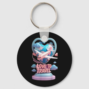 Love to Travel Funny Unisex Design for Men Women Key Ring