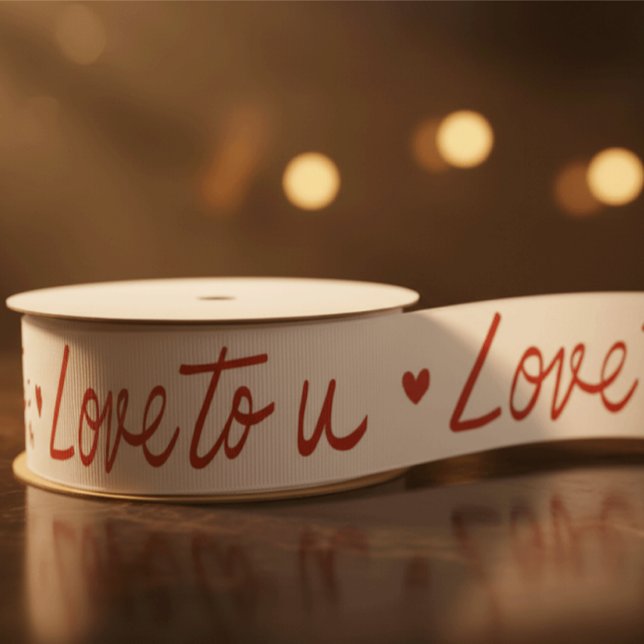 Love to U white and red Grosgrain Ribbon (Love to U)