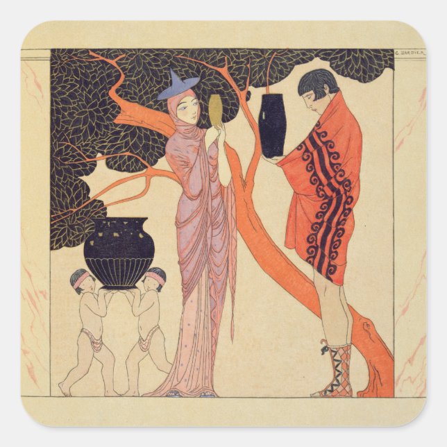 Love Token (w/c on paper) Square Sticker (Front)