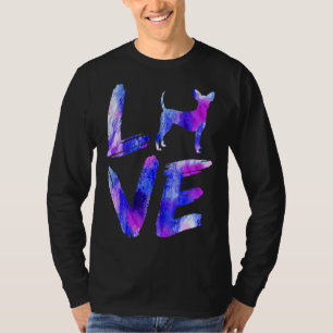 Love Toy Fox Terrier Watercolor Blue Dog Mum Dad T-Shirt