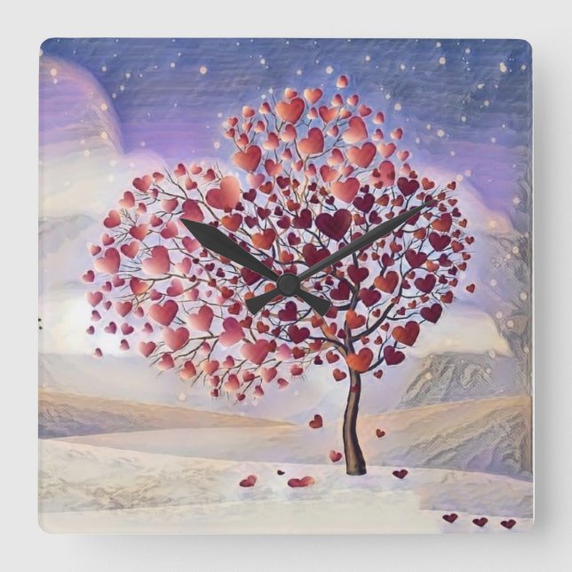 Love Tree Acrylic Wall Clock (Front)