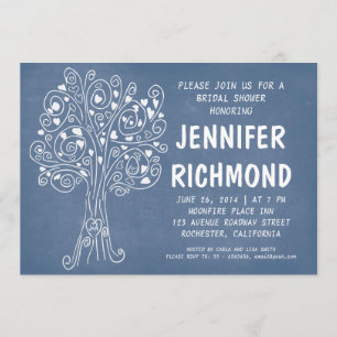 love tree blue bridal shower invitations
