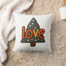 🎄 “LOVE Tree Cookie” Throw Pillow 🍪❤️