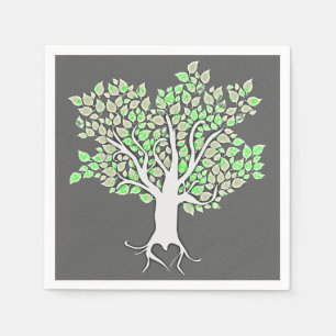 love tree grey mint green wedding paper napkins