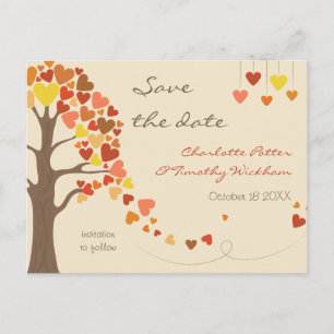 Love Tree Hearts Wedding Save the Date Announcement Postcard