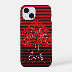 Love Tree iPhone Case Red Black Stripe