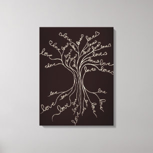 Love Tree of Life Nature Brown Hearts Cute Rustic Canvas Print