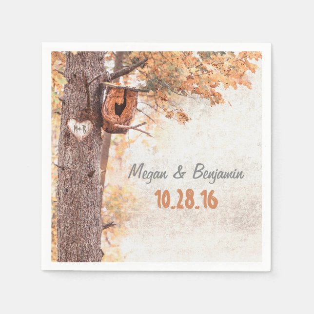 Love Tree Rustic Fall Wedding Napkin (Front)