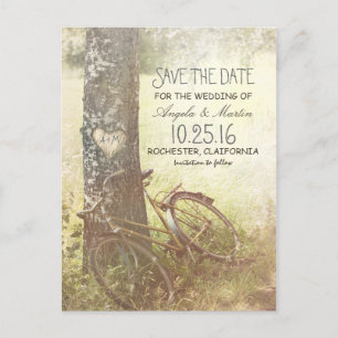 love tree rustic vintage save the date postcard