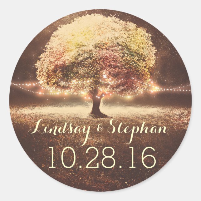 love tree string lights wedding stickers (Front)