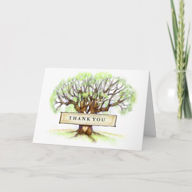 Love Tree Wedding Thank You Greeting Card (Front)