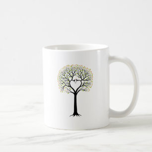 Love tree with heart branches, birds and hearts coffee mug