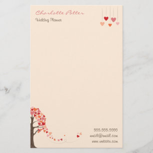 Love Tree with Heart Shaped Leaves Stationery