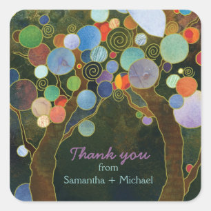 Love Trees Blue Wedding Thank You Square Sticker