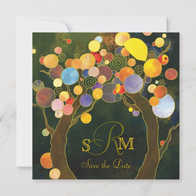 Love Trees Monogram Wedding Save The Date (Front)