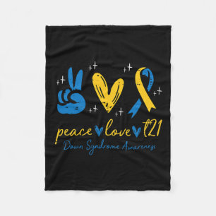Love Trisomy 21 Down Syndrome Awareness Women Men  Fleece Blanket