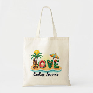 LOVE Tropical Beach Cartoon Tote Bag