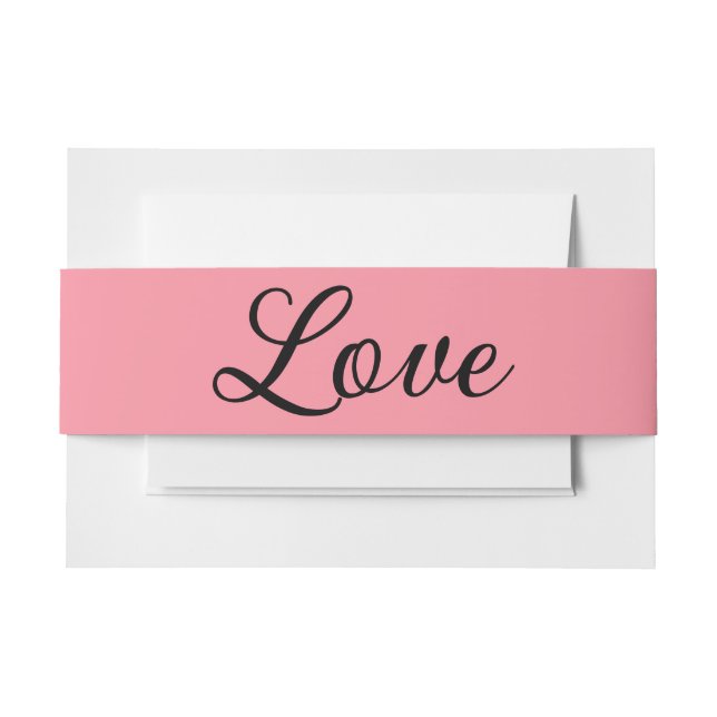 Love Tropical Minimalist Pink Black Summer Wedding Invitation Belly Band (Front Example)