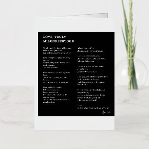 Love truly misunderstood love poem poetry  foil greeting card