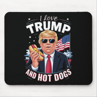 Love Trump And Hot Dogs - Hilarious Conservative  Mouse Pad