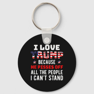 Love Trump Because He Pisses Off The People I Can' Key Ring