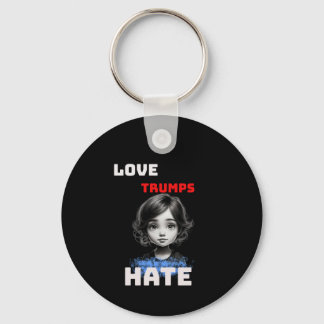 LOVE TRUMPS HATE -anti Donald tee Key Ring