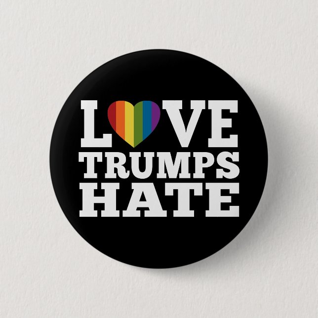 Love Trumps Hate Rainbow Heart - can edit black 6 Cm Round Badge (Front)