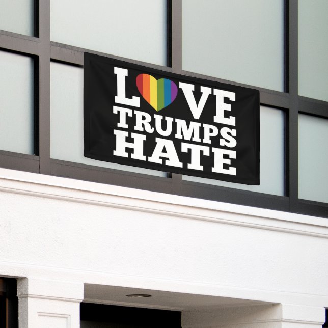 Love Trumps Hate Rainbow Heart - virtual parade Banner (Outside Building)