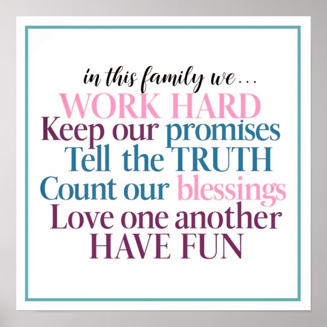 Love & Truth, Work & Fun, Promises Kept, Blessings Poster (Front)