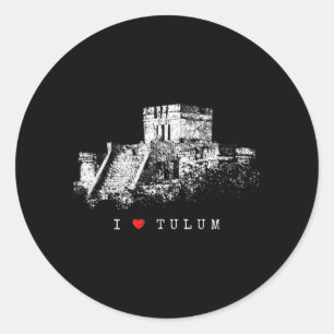 Love Tulum Mexico Vintage Ruins Caribbean Riviera Classic Round Sticker