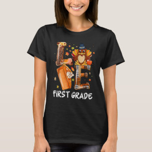 LOVE Turkey Pilgrim First Grade Pumpkin Pie Thanks T-Shirt