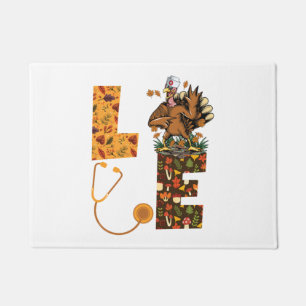 Love Turkey Stethoscope Nurse Life Thanksgiving Au Doormat