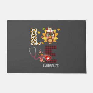 Love Turkey Stethoscope Nurse Life Thanksgiving Doormat