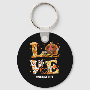 Love Turkey Stethoscope Nurse Life Thanksgiving Fa Key Ring