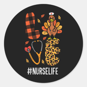 Love Turkey Stethoscope Nurse Thanksgiving Fall Sc Classic Round Sticker