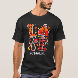 Love Turkey Thanksgiving CMA Life Fall Leopard Pla T-Shirt