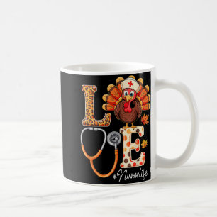 Love Turkey Thanksgiving Nurse Life Fall Scrub Top Coffee Mug