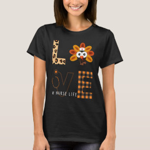 Love Turkeys Stethoscope Leopard Chequered Nurse L T-Shirt
