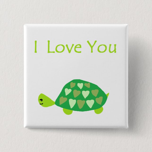 Love Turtle 15 Cm Square Badge (Front)