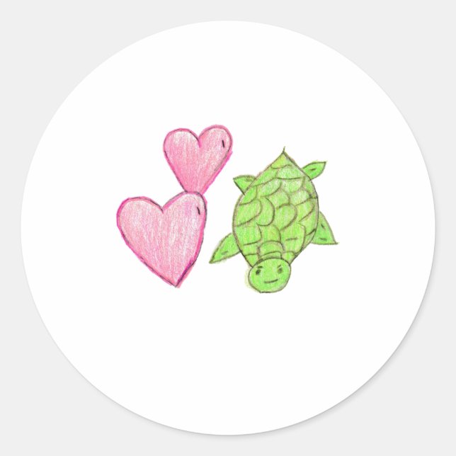 Love Turtle Classic Round Sticker (Front)