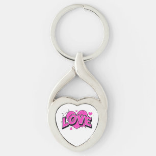 LOVE Twisted Heart Metal Keychain