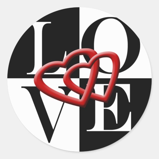 Love Two Hearts Wedding Envelope Seal Sticker (Front)