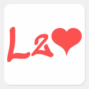 love two love red heart square sticker