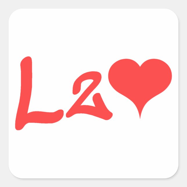 love two love red heart square sticker (Front)
