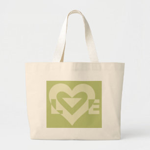 Love Two-Tone Sage Green Large Tote Bag