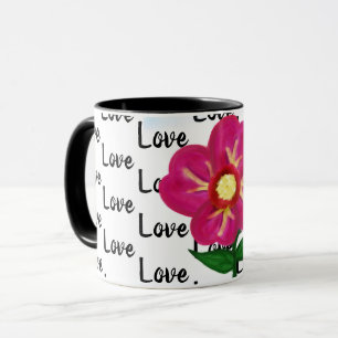 Love Typography Bright Vivid Pink Flower Mug