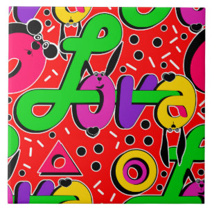 Love, typography ceramic tile