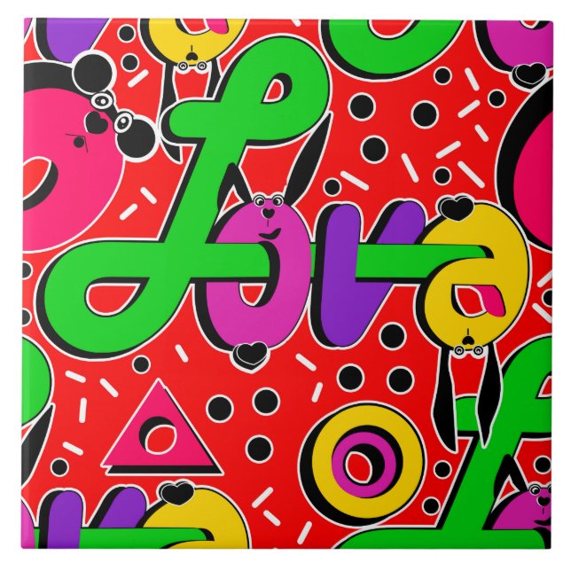 Love, typography ceramic tile (Front)
