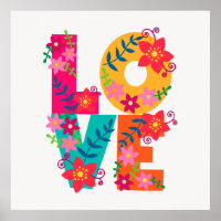 LOVE typography clipart, floral design